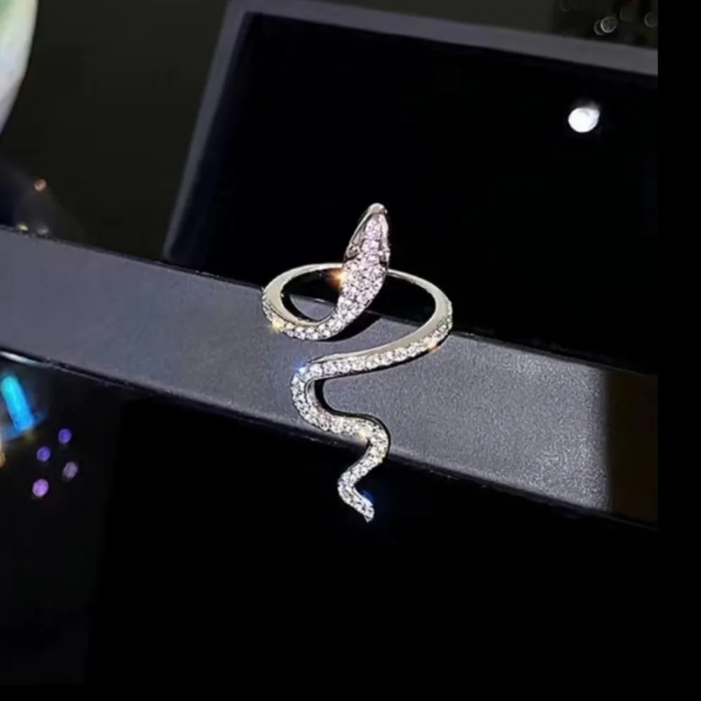 Rhinestone Snake Ring Adjustable